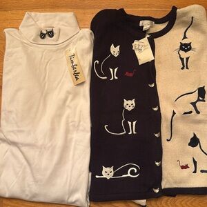 XL CAT cardigan and turtleneck set